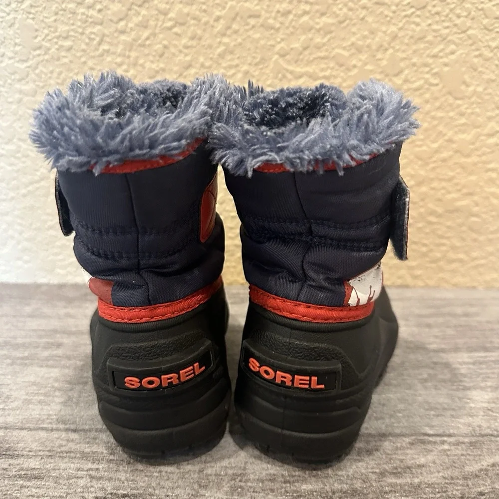 Sorel Toddler Commander Snow Boots Size 5 US Toddler Blue Red Hook And Loop